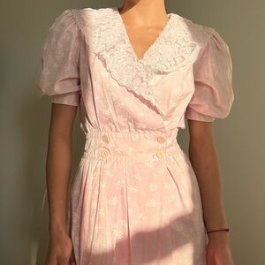 Elegant Pink Lace-Trimmed Dress